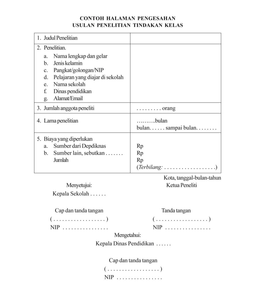 8 Contoh Ptk Penelitian Tindakan Kelas Format Dan Sistematika Usulan