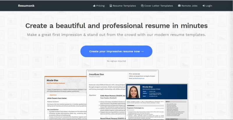 Membuat resume di Resumonk.com