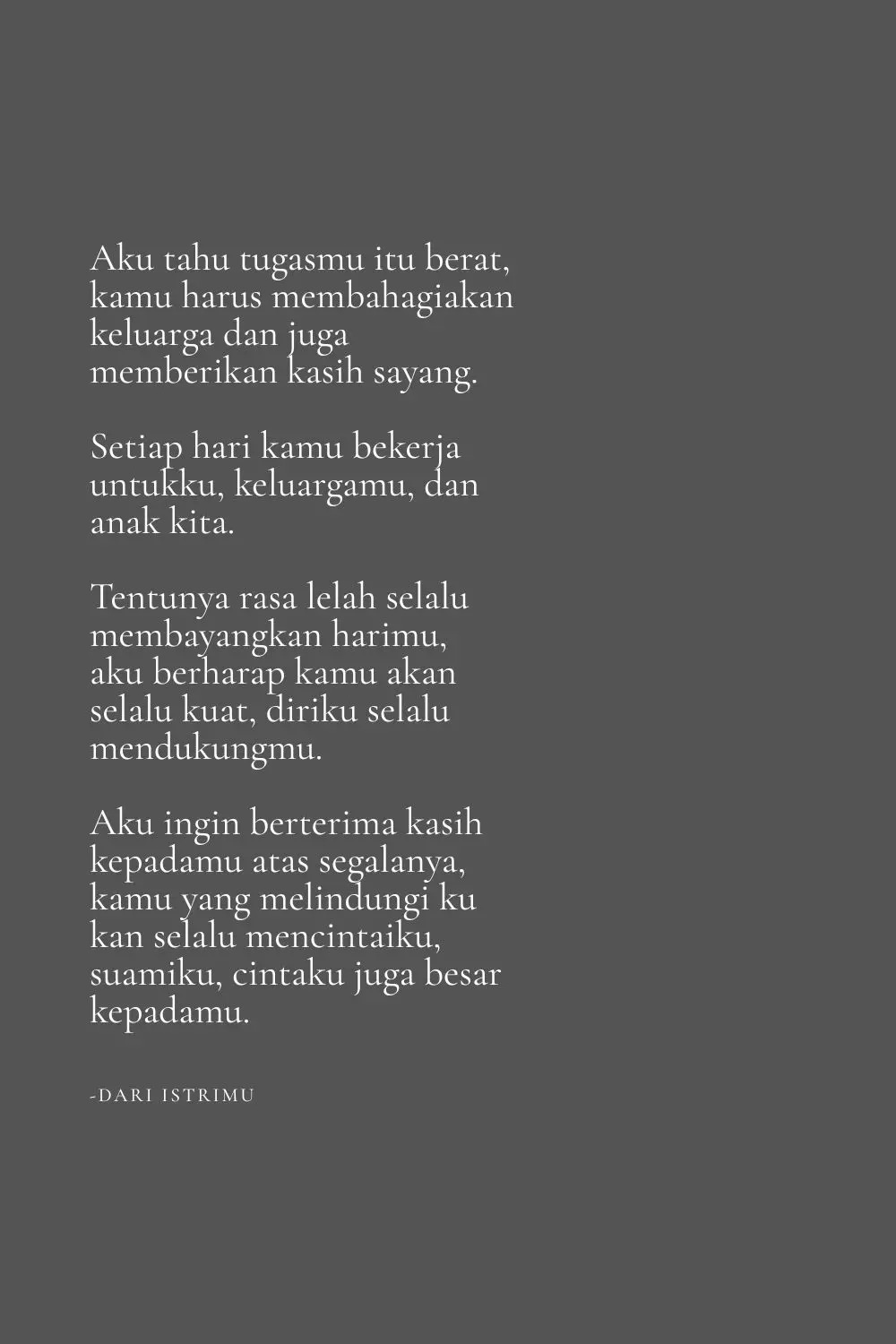 Kata-Kata Terima Kasih untuk Suami Tercinta yang Sedang Bekerja
