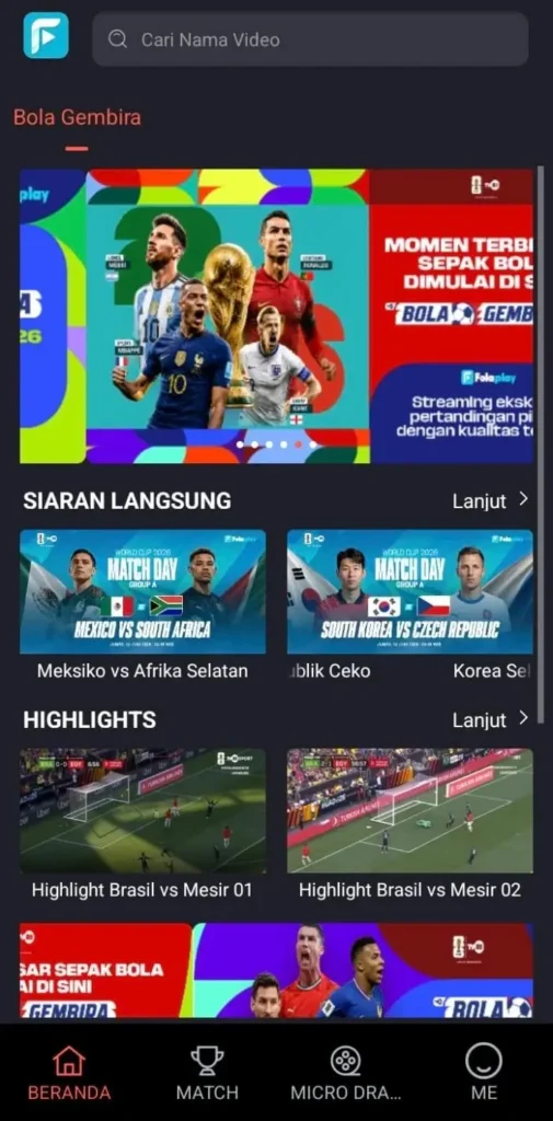 Tampilan Aplikasi FolaPlay